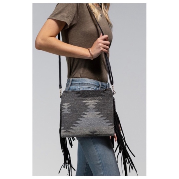 🥳HP🥳 Western Print Faux Suede Fringe Wynonna Crossbody Bag - Picture 3 of 5